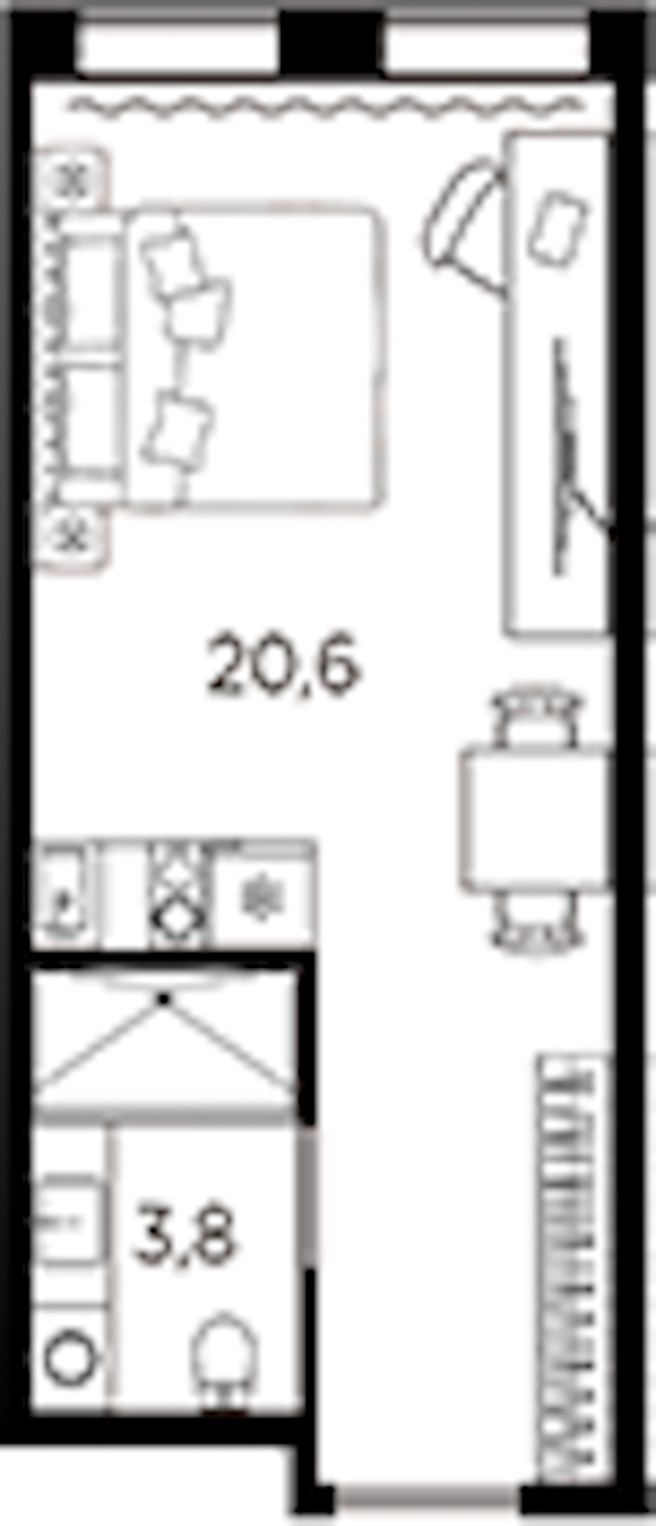 Квартира студия 24.4 м², 12/13 эт., ЖК «AVENIR Industrial»